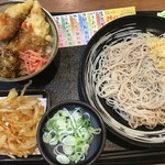 ゆで太郎 - とり舞茸天丼セット680円、クーポンでかき揚げ(2019.9.29)