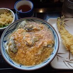 Marugame Seimen Kyotango Ten - 牡蠣づくし玉子あんかけ+ホッケの天ぷら