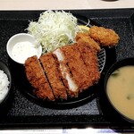 Matsu no Ya Kyoto Minami Inter Ten - 大判ヒレかつ&カキフライ定食