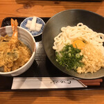 Nagomi An - 生醤油うどん(卵入り)と天丼(小)