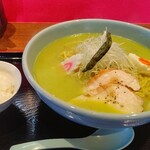 Karasa Ippondo Rozan Nishine Ten - 青南蛮塩ラーメン(小辛､温)770円 大盛り150円計920円