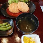 Giyaman Tei - カニクリームコロッケ定食ご飯大盛り