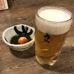 鳥良商店 - 生ビールと、つきだし