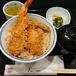 Ginza Tenichi Ikebukuro Tobu Ten - 大海老天丼1650円 大盛無料 赤だし220円