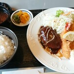 Aji Kobo Shirasaki Tei - 日替りランチ ハンバーグとミックスフライ 1,100円