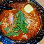 元祖トマトラーメンと辛めんと元祖トマトもつ鍋 三味 - 