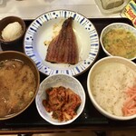 Sukiya Inashiro Yanoguchi Ten - うな皿並690円、納豆朝食ミニ300円、あさり汁グレードアップ110円、キムチ130円