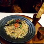 Pasta no Kama - 明太子と高菜・ナスの和風パスタ（L）セット