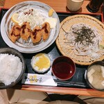 Nanohana Tei Yukarigaoka Ten - カキフライ定食、ミニざる蕎麦