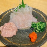 Sushi Sakaya Charyin - 皮ハギ刺。肝醤油でいただくと最高です。