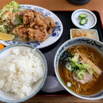 Ramen Yokochou - から揚げ定食　半ラーメン