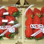 Strawberry Farm Shizuku - 左：紅ほっぺ（特大） 900円 、 右：章姫  750円