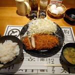 Butaya Tonichi Sakaihigashiekimaeten - 令和3年3月
                        ランチタイム(11:00〜15:00)
                        ロースかつ定食 税込1100円
                        高菜、生玉子食べ放題
                        ごはん、みそ汁、キャベツおかわり自由