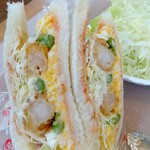 Sandwich Kobo victory cafe Natori Ten - 海老フライとアスパラのエッグサラダ