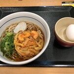 Naka U Ikebukuro Nichome Ten - 海老かきあげそば(500円)+こだわり卵(80円)