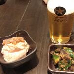 Niku Soba Tomuraushi Ichigaya - ちょい飲みセット（生ビール　＋　二品）