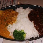 Maido Kolkata Restaurant - ハヤシ＆キーマカレーあいがけミニ