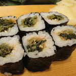 Sushi Ya no Onahama Ko - 2012.10.12）わさび葉巻き（２００円）