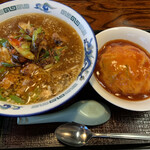 So Ryu Kitakami Ten - 肉ネギラーメンと天津飯