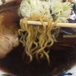 One Chance Ramen - おぉぉぉ汁は醤油のキックも有りながらのマイルド感。
                        黒ラーメンだけど 懐かしさもある汁。
                        
                        麺はちと残念。
                        
                        この汁ならもっとオシの強い加水少なめな小麦濃ゆいのが・・・
                        
                        ま そこも含めての懐かしさ。