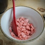 久内釜めし店 - デザートのいちごシャーベット！果肉感があり美味い！フレーク状で手作り？