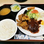 Yabu Soba - ハンバーグミックス定食