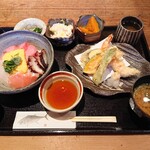 Wakon Yosai An - ミニ海鮮丼と天ぷらセット(ドリンク付き･1,500円)