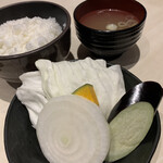 馬力屋 - 大ライス、スープ、焼き野菜