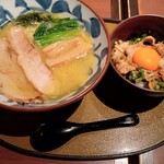 Sanpou Tei Akado Nishiki Cho Ten - 鶏白湯塩らーめん、ミニ豚力丼