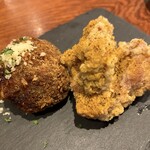 Ore no Wine Sakaba - ハンバーグ屋さんのメンチカツと鶏のガーリック２種盛り