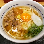 Naka U Oyama Ten - 牛肉うどん480円+生卵80円