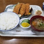 お食事処 飯田家 - 鯵フライ定食全容