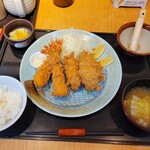 Katsu En - 大粒かきフライと海老フライ定食　1800円