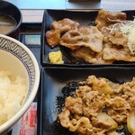 Yoshinoya Tamaebashi Sen Tsukaguchi Ten - W定食、牛皿&大判豚肩ロース焼きにて