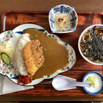 Soba Dokoro Ju An - カレーライスセット（ｶﾂﾄｯﾋﾟﾝｸﾞ＆ｶﾚｰﾗｲｽ大盛）（温そば）