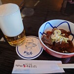 Yamaki Boshi - 瓶ビールとサービスおつまみの煮込み