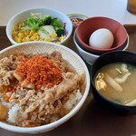 Sukiya Shikoku Chuo Kawanoe Ten - にんにくファイヤー牛丼（大盛）ランチセット