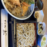 Soba Dokoro Maruhachi - 日替りランチ850円（天丼と冷たい蕎麦）