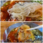 韓国居酒屋 オンマ - 上 韓国麺
      下 白菜キムチ