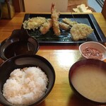 天ぷら定食 どこ - 天どこ　えび定食￥950