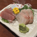 Niku Zushi × Sashimi All you can eat Kakurega Private rooms Itamae Ikebukuro Ten - 本日のお任せお造り3点盛り　¥1280(税抜)