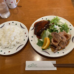 Western Chubo Saucier - コンビネーションランチ ハンバーグ（洋風）＆日替りのと豚焼き肉