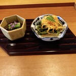 Kappou Soba Nami to Kaze - もずく酢　山菜のおひたし