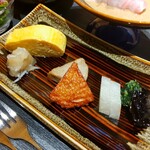 Onomichi Hansei - 出汁巻き玊子　ちりめんおろし　桂馬のごぼう天　蒲鉾