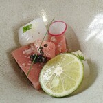 Restaurant Kamikura - マグロとイカのカルパッチョ、キャビア添え