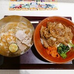 Niku no Yama Gyu Ion Moru Kasukabe Ten - カルビ焼肉丼(小)と冷やし豚しゃぶ冷麺(ハーフ)