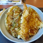 天丼てんや - トリオスター天丼 + かぼちゃ天 アップ