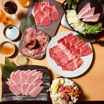 焼肉しゃぶしゃぶ◆【2H食べ飲み放題】◆黒毛和牛焼肉《特上カルビ》＆しゃぶしゃぶ《霜降り黒毛和牛》