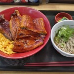 なか卯 - うなぎ無双盛冷やしはいからそば(小)コンビ