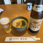 手打ち蕎麦 増田屋 - とろろ納豆とビンビール